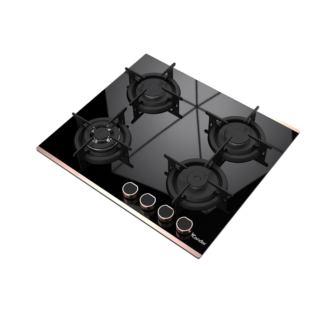 Plaque encastrable Rigati 3 4 feux Black Glass 60 cm CONDOR – Image 2